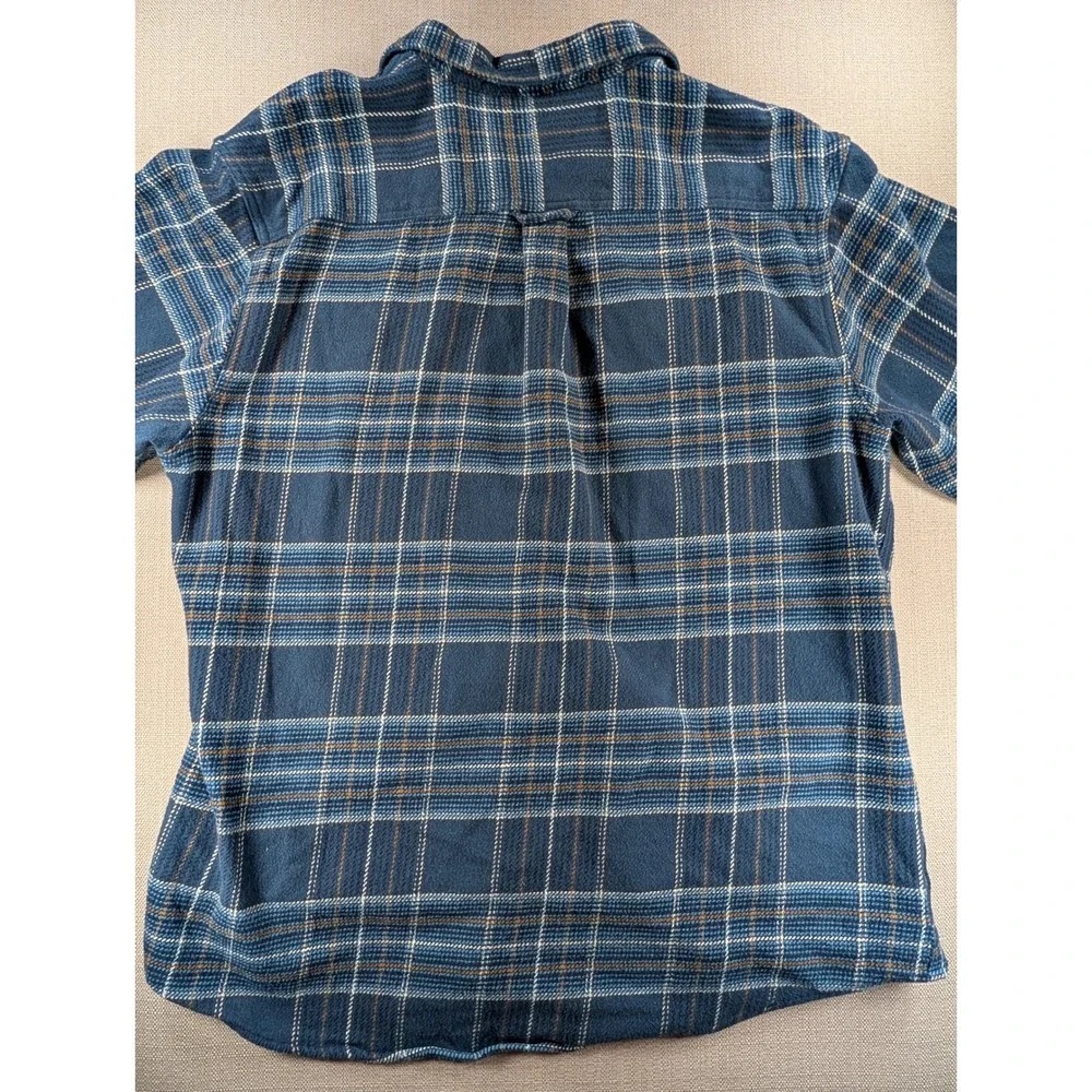 Orvis Mens Blue Plaid Flannel Shirt Jacket Fleece Lined Collar XL Cotton Shacket